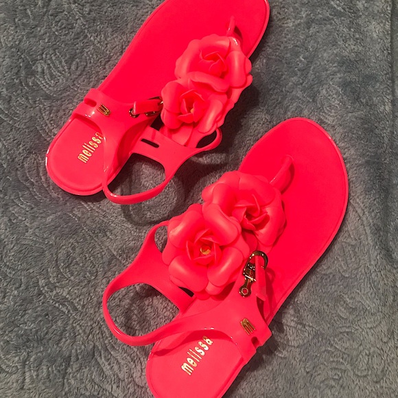 Melissa Shoes - Melissa Solar Garden Neon Pink Sandals